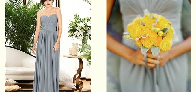 Gray and store yellow bridesmaid dresses